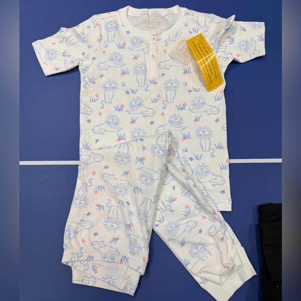 NWT TBBC Sutton’s Short Sleeve Pajama Set Just Lion Around Pima Cotton